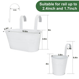 HowRU hanging bucket pots in oval shape, large white finish for balcony use