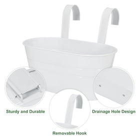 HowRU hanging bucket pots in round shape, white finish for porch