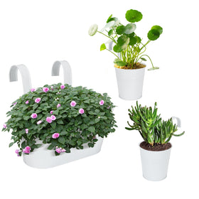 HowRU iron bucket planter for garden decor and small plants, white