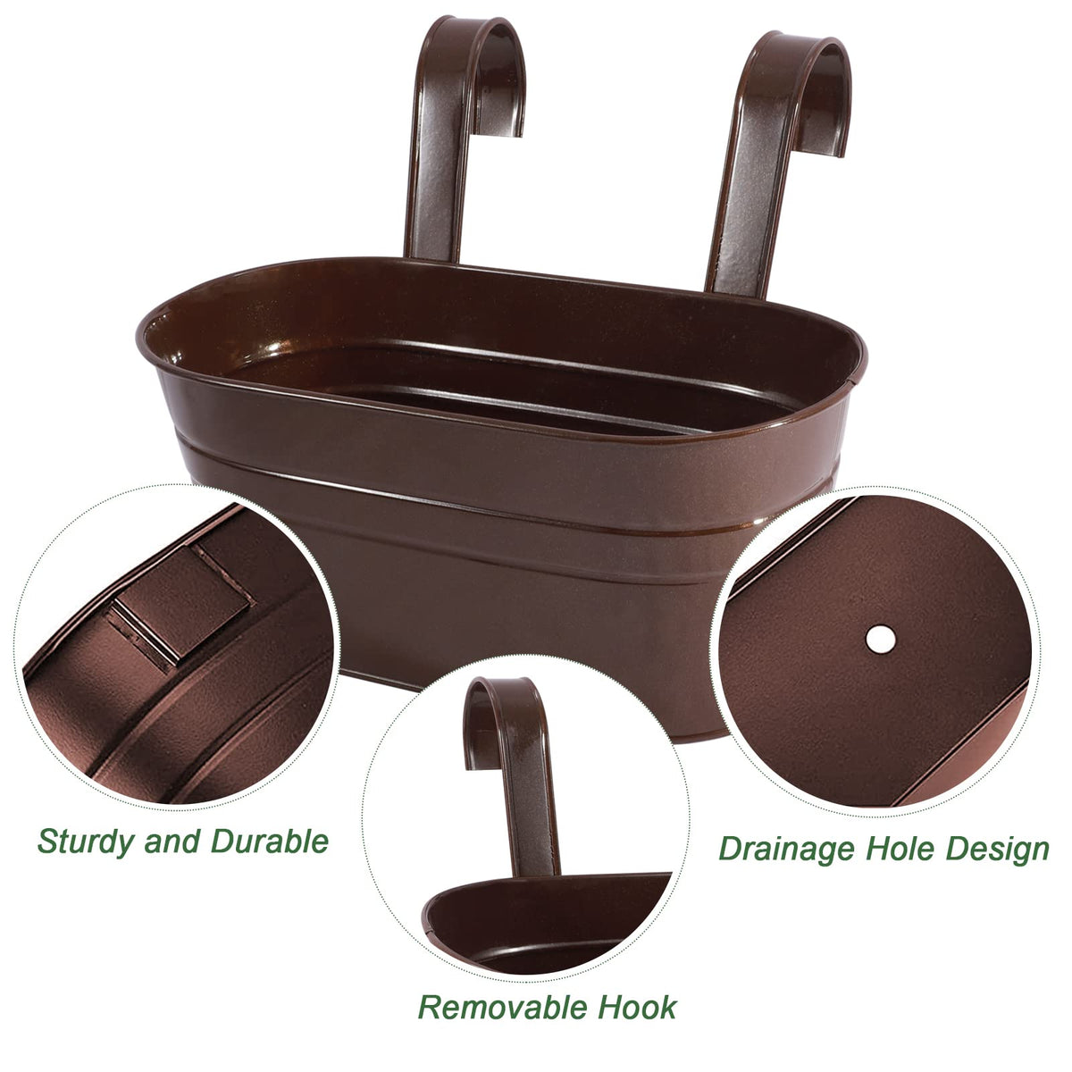 HowRU metal bucket planter for outdoor use, versatile and easy to install.
