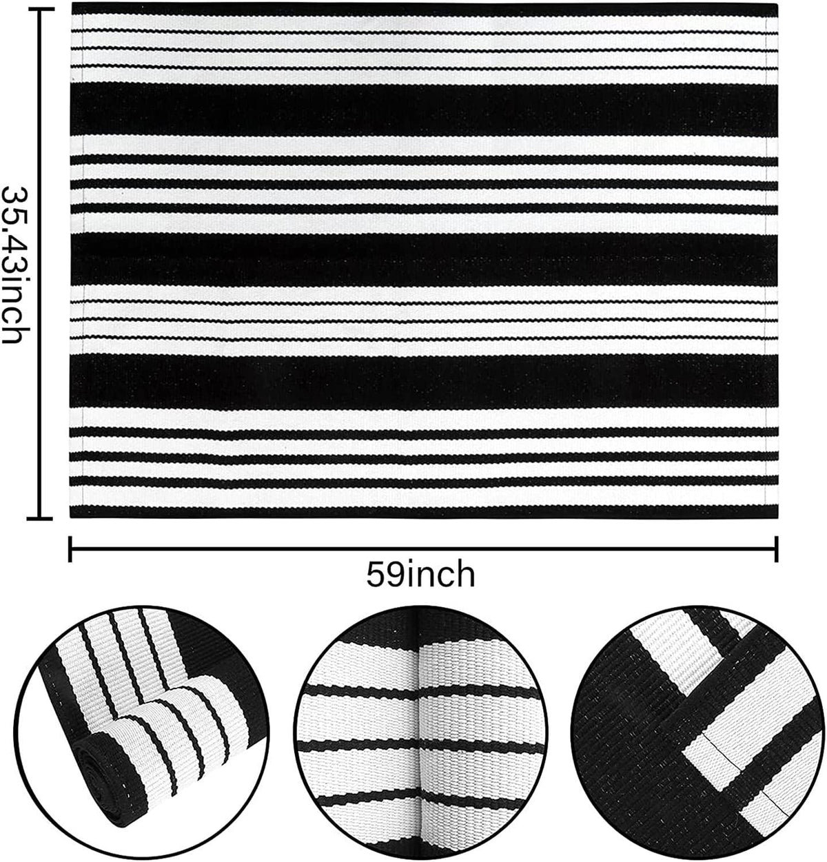 HOXCIK handwoven stripe rug close-up texture