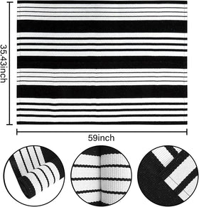 HOXCIK handwoven stripe rug close-up texture