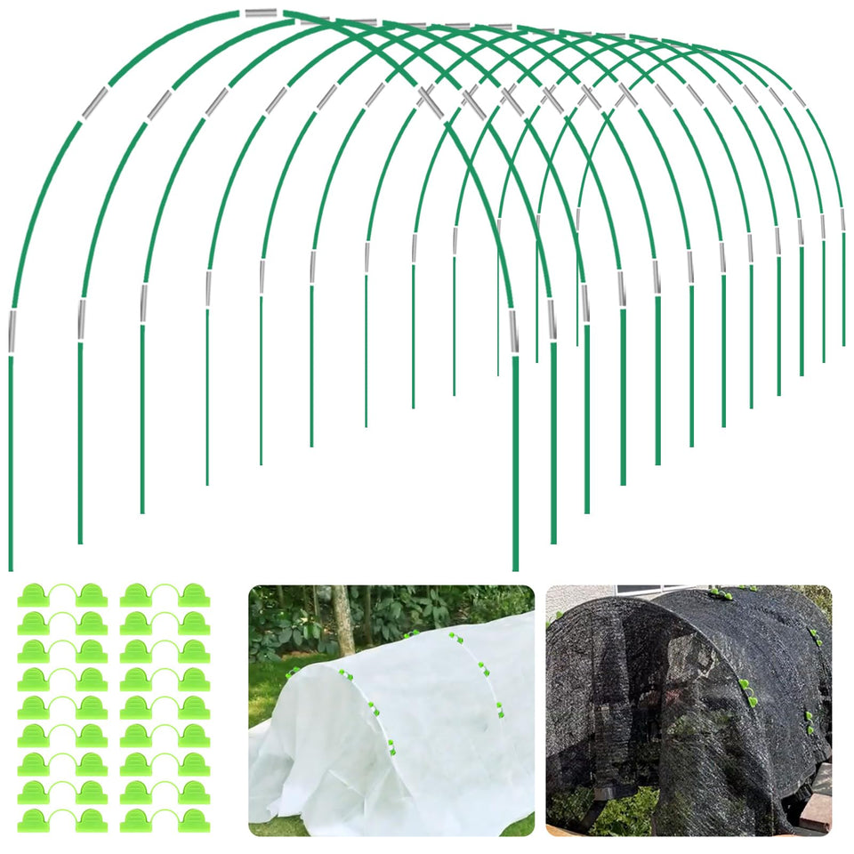 Hoyejyou 72pcs garden hoops for raised beds provide sturdy row cover support.