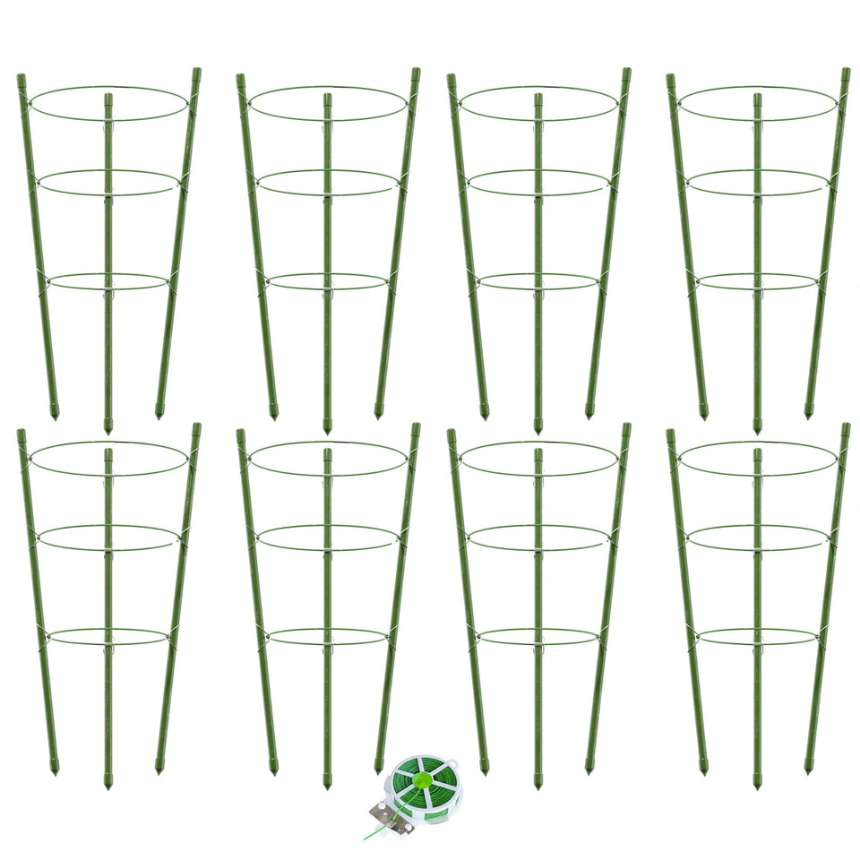 Hoyejyou 8-pack tomato cage 18-inch for sturdy garden support.