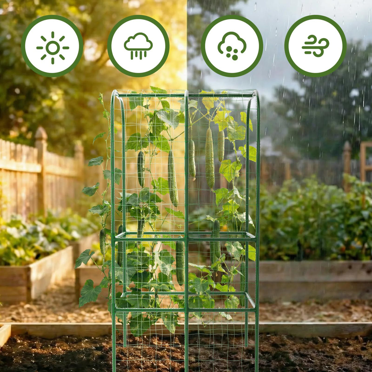 Hoyejyou trellis netting included supports growth and guides vines.