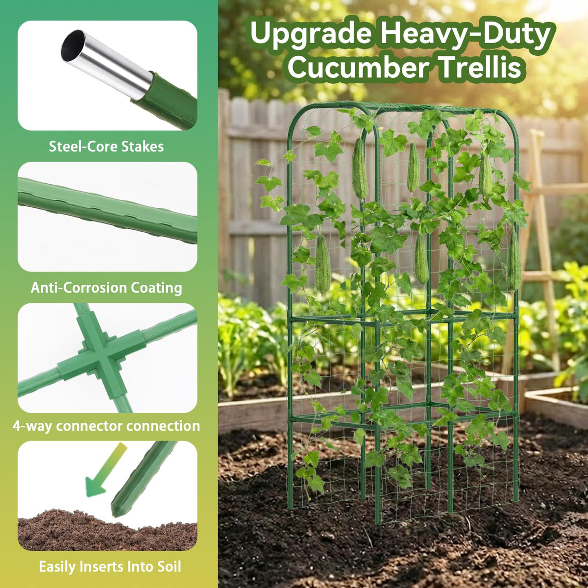 Hoyejyou U-shape garden arch provides space-saving plant support and better light exposure.