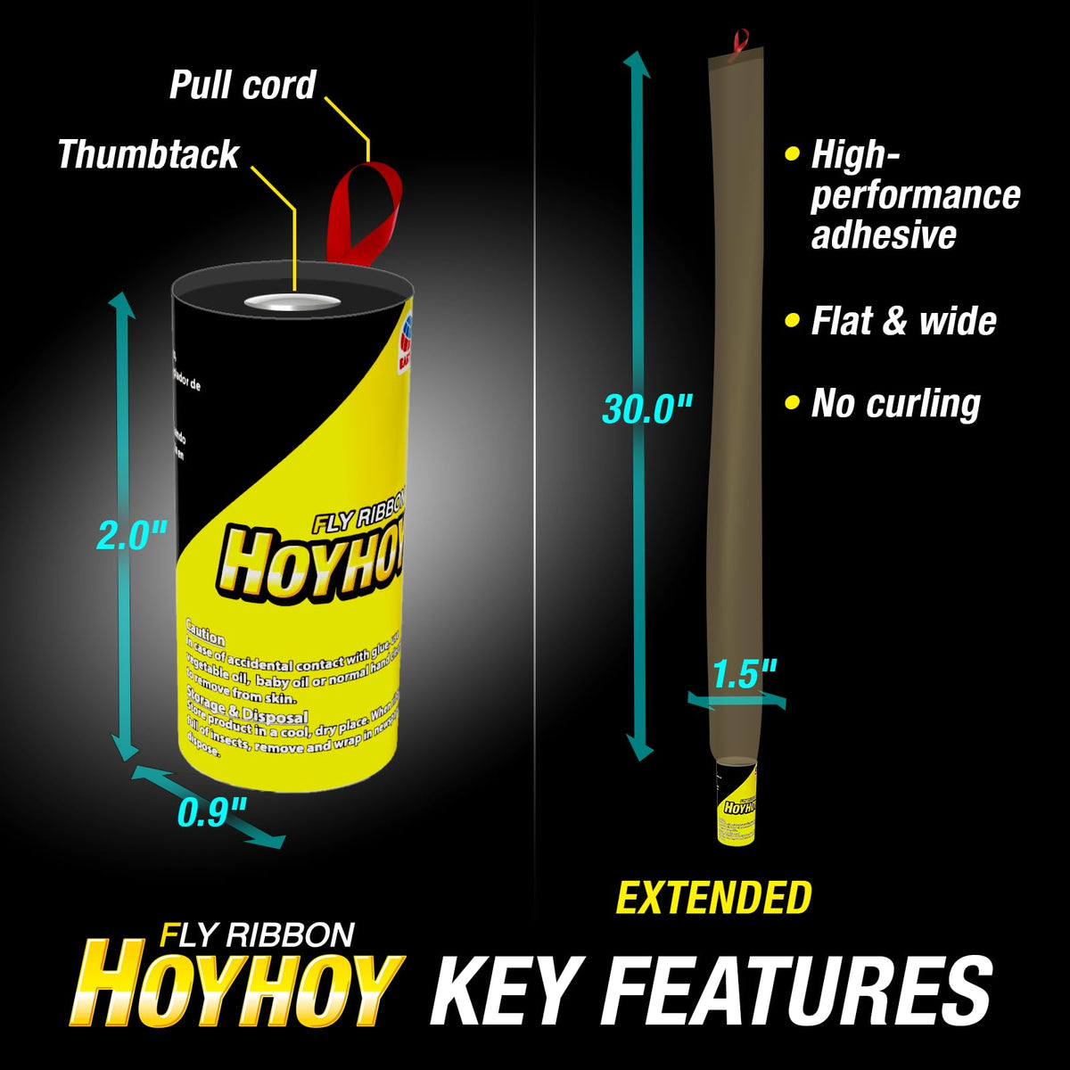HOY HOY Fly Ribbon ready-to-use setup emphasizes quick installation without tools.