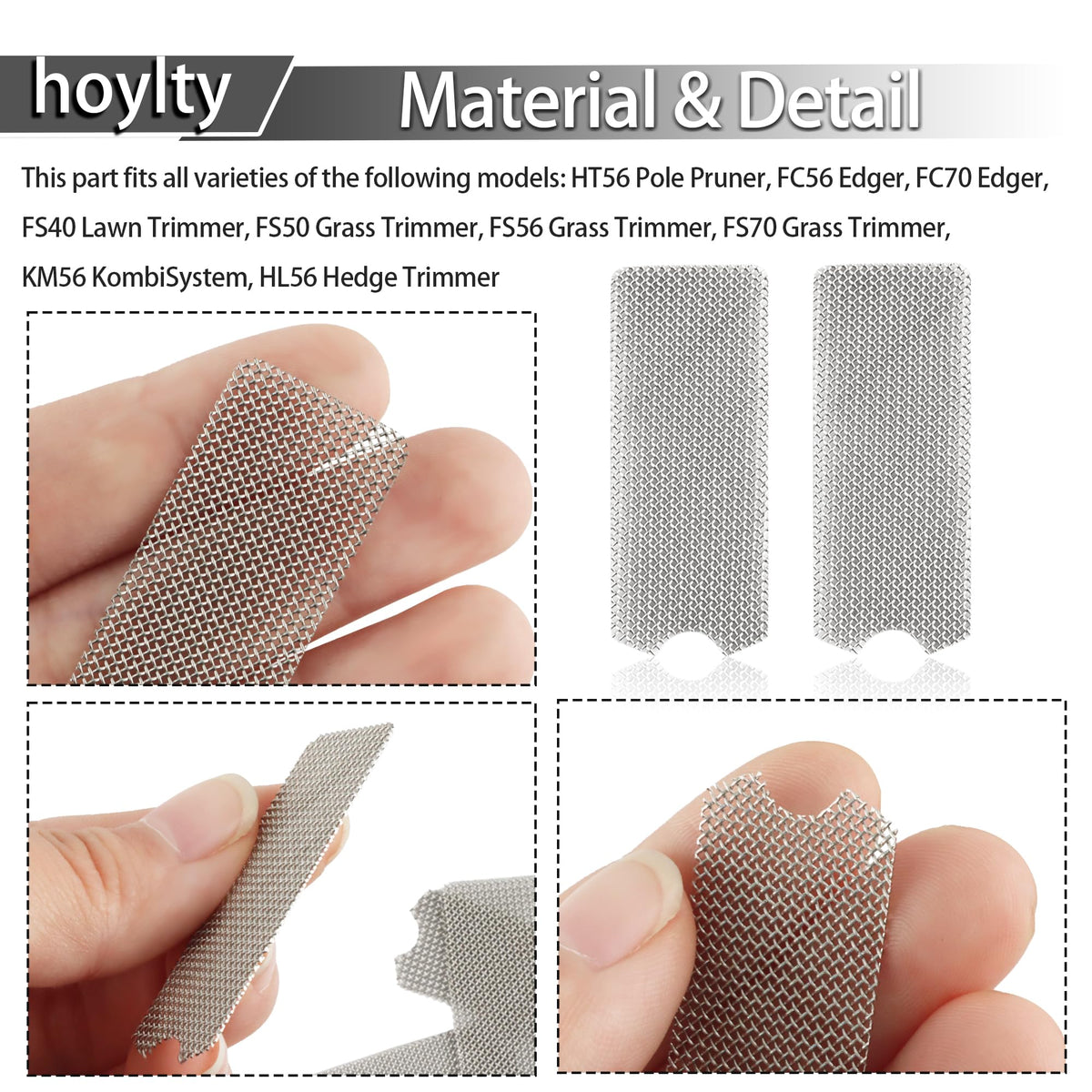 Hoylty spark arrestor screen on FS70 setup aids maintenance