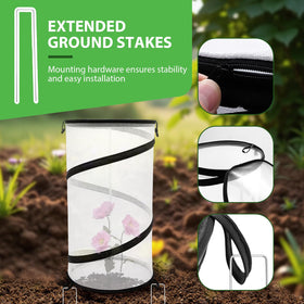Hoypeyfiy garden cage with stakes provides stable protection against wind for young plants.