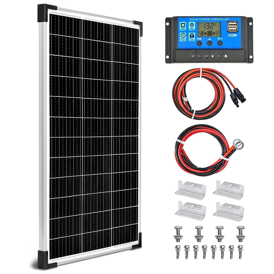 Hoysicy 100W solar panel ready for off-grid RV use with efficient energy capture.