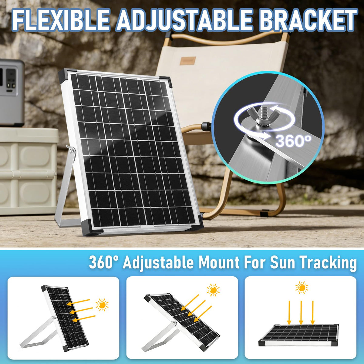 Hoysicy adjustable bracket tilt demonstrates optimal sun exposure setup.