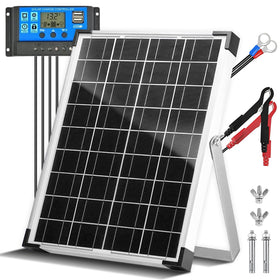 Hoysicy solar panel front view showing a compact 20W unit for off-grid charging.