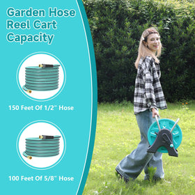 Hozcart easy roll outdoor hose cart blue, minimizes tangles and effort.