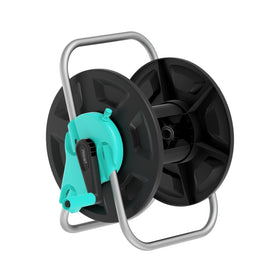 Hozcart garden hose reel cart wall-mounted for space-saving, stable yard watering.