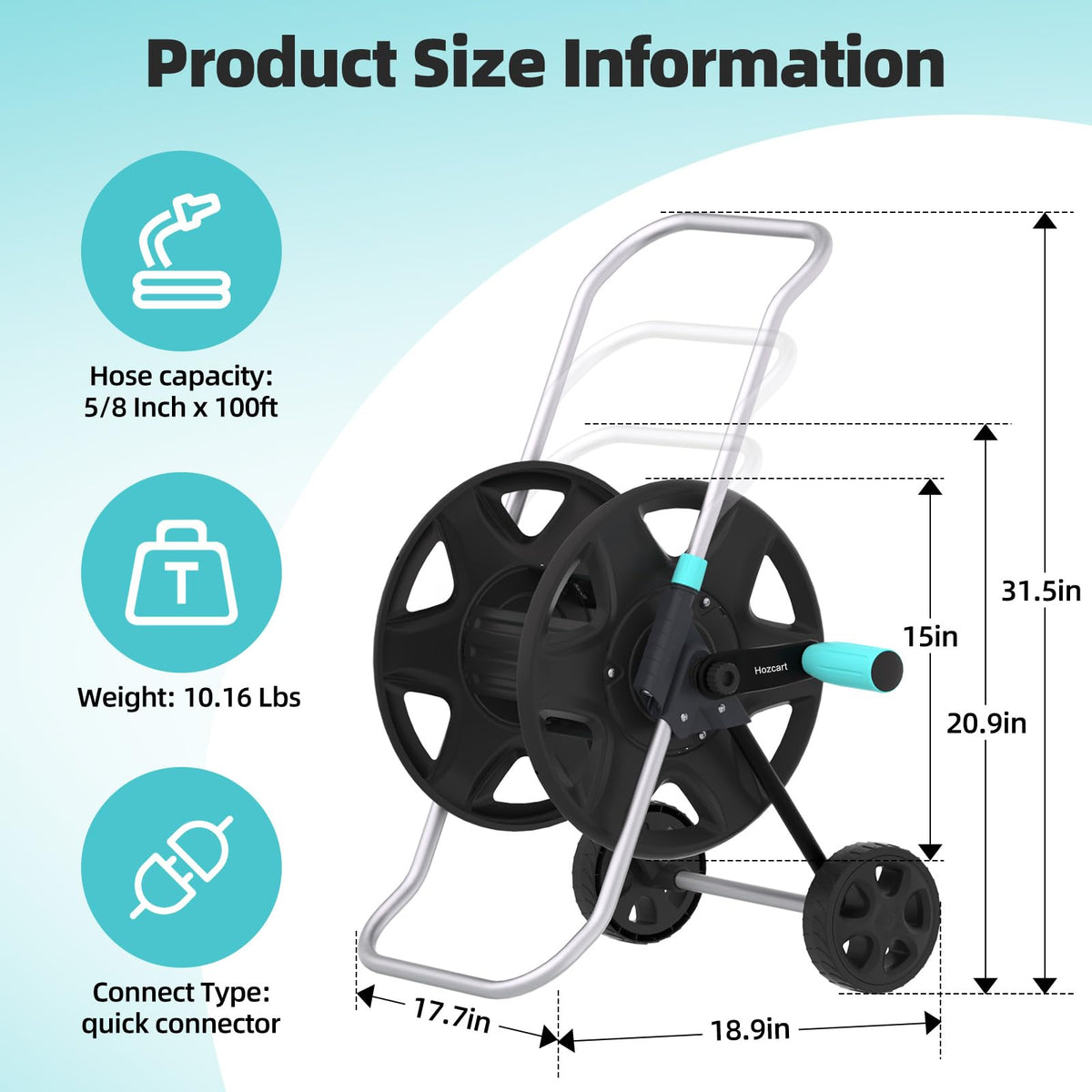 Hozcart heavy-duty metal construction resists rust for outdoor use.