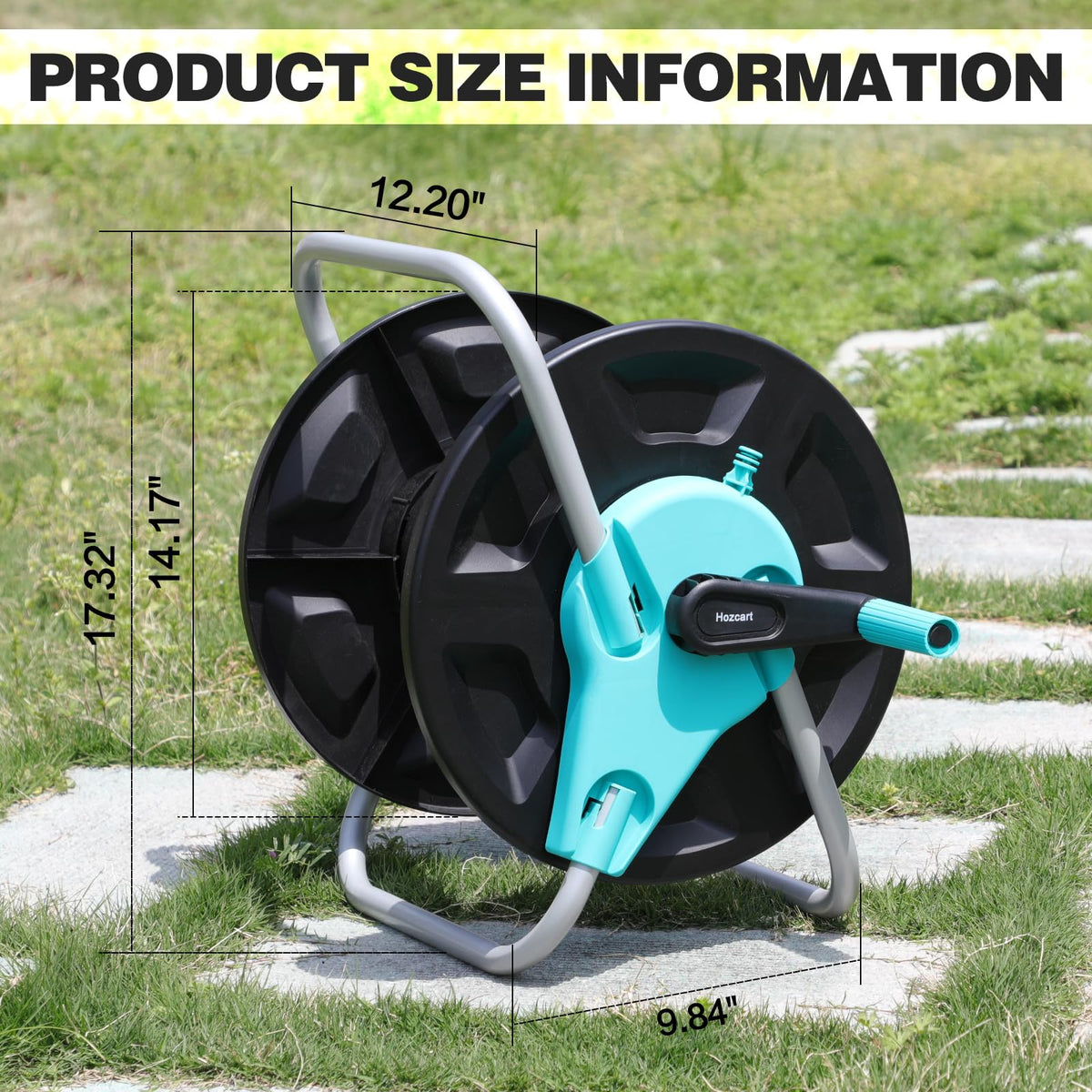Hozcart large-capacity hose storage ready for long garden watering sessions.