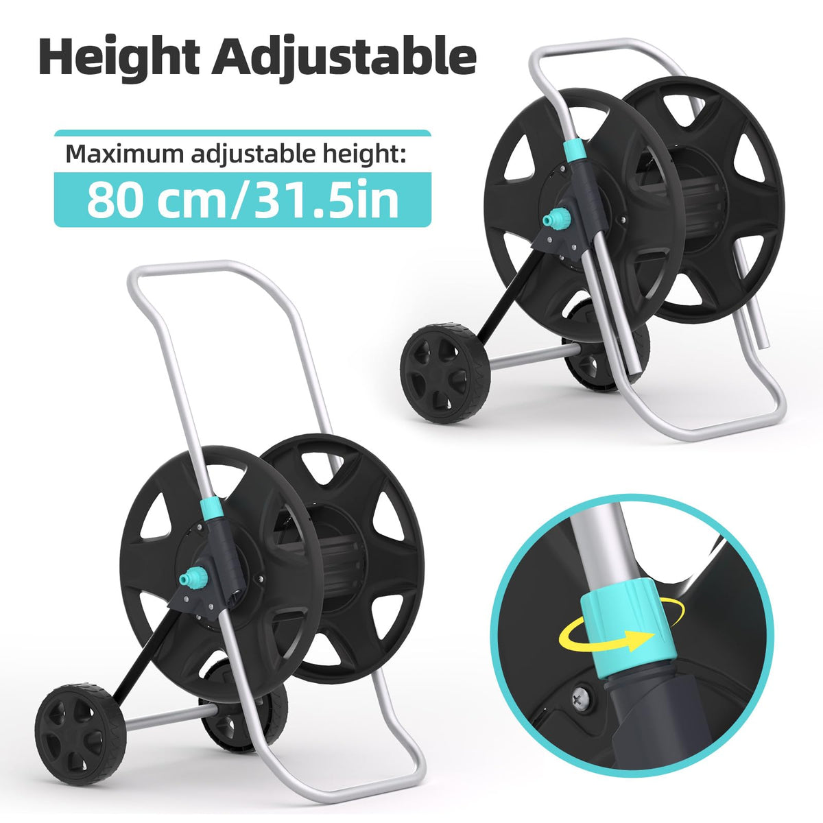 Hozcart large storage capacity neatly holds long hoses.