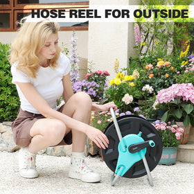 Hozcart tilted-connector design facilitates easy hose unwinding and reeling.