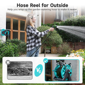 Hozcart wall mount hose reel blue, compact solution for optimized spaces.