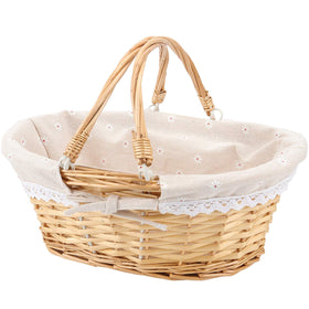 HOZEON natural willow basket with handle for easy transport and versatile storage.