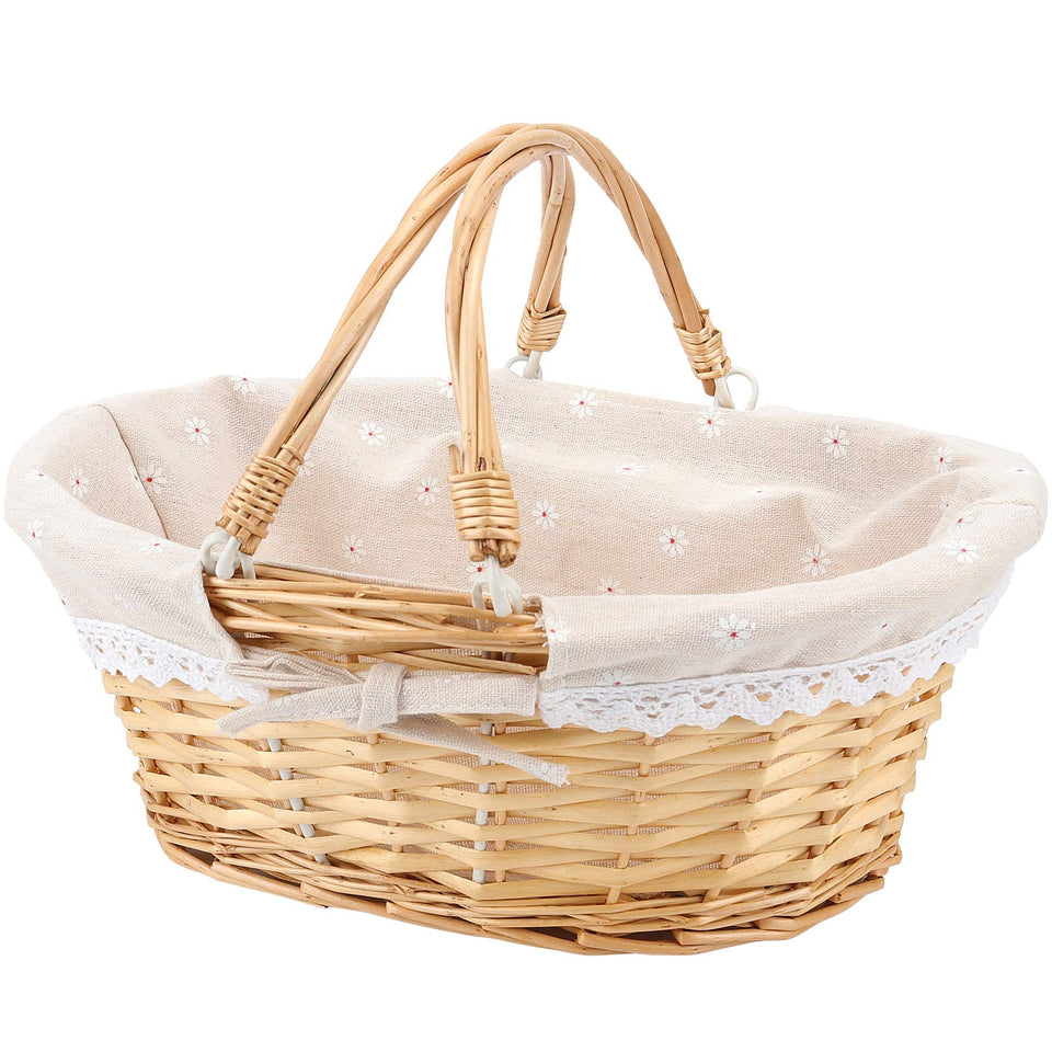 HOZEON natural willow basket with handle for easy transport and versatile storage.