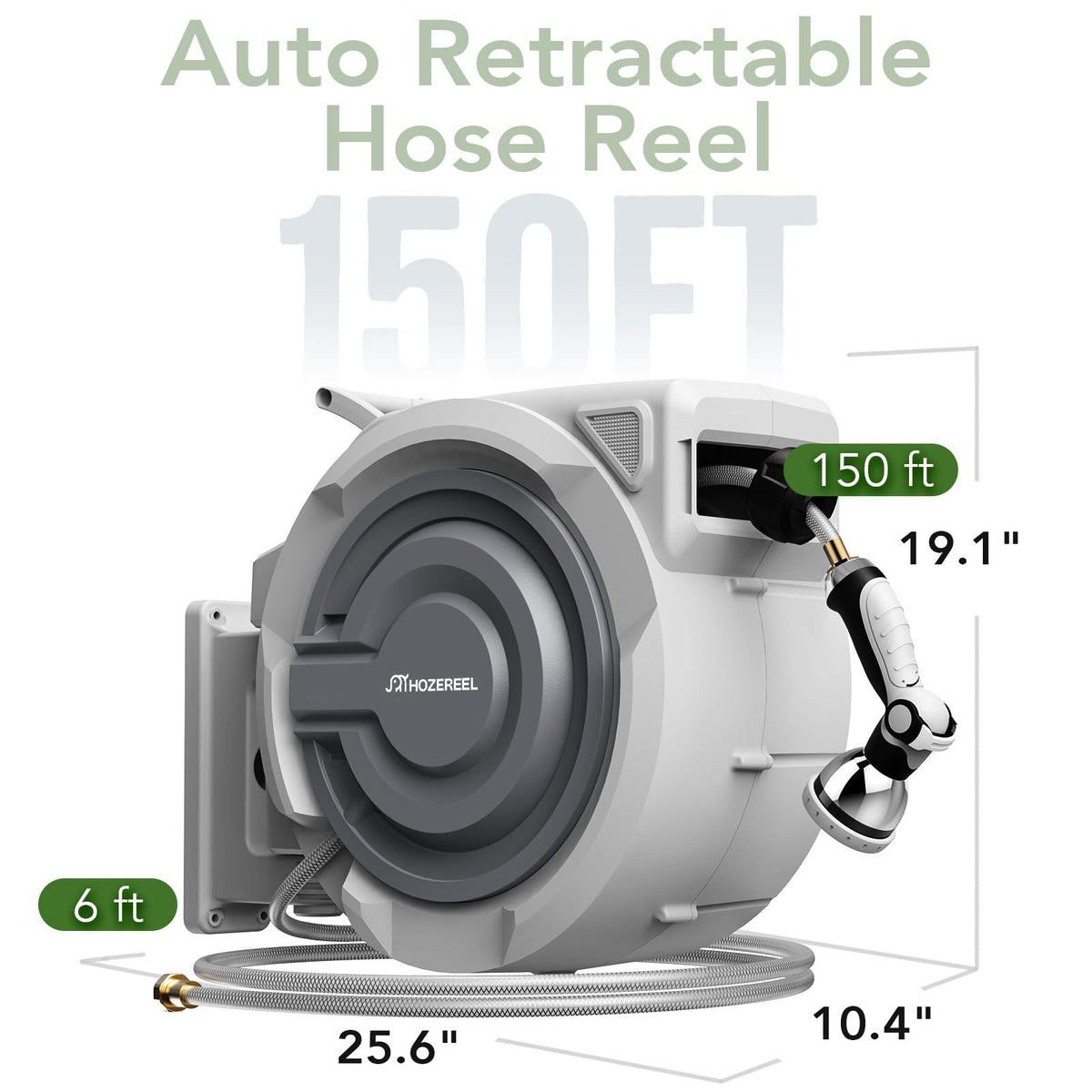 HOZEREEL hybrid hose visible for long-term outdoor durability.