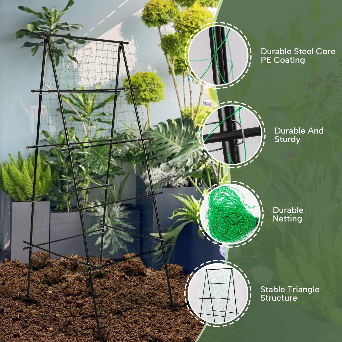 HPC Decor raised-bed support keeps cucumbers off soil for cleaner harvests.