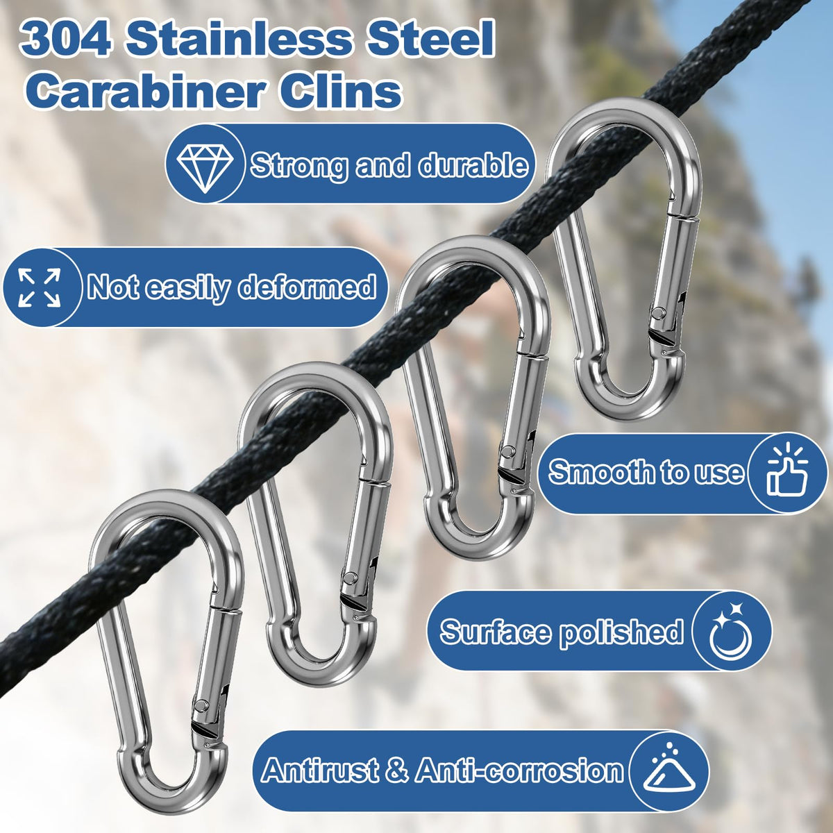 HPGOED one handed spring carabiner clip for quick flag changes.