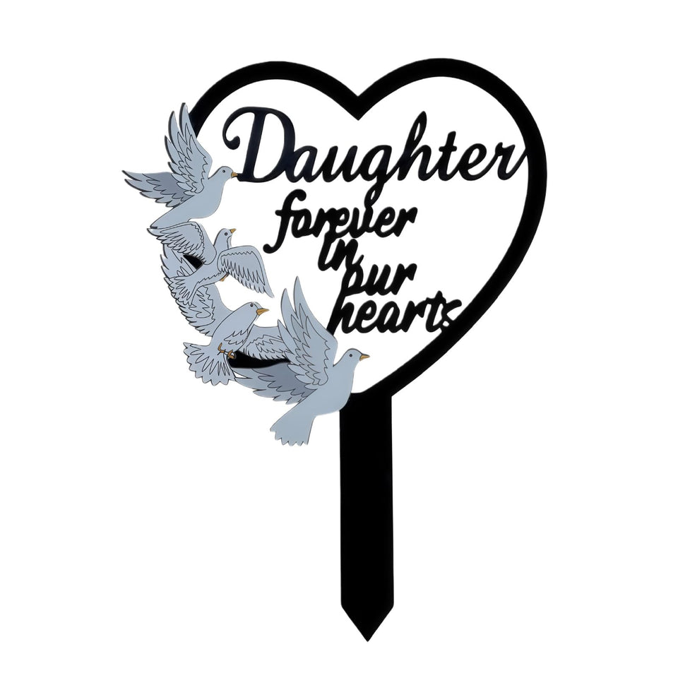 HPMAISON 11-inch heart-shaped memorial stake for gravesites