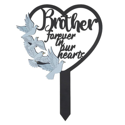 HPMAISON 11-inch heart-shaped memorial stake honors a brother outdoors
