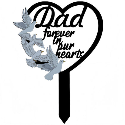 HPMAISON dad memorial stake with heart and doves signals lasting remembrance at gravesite