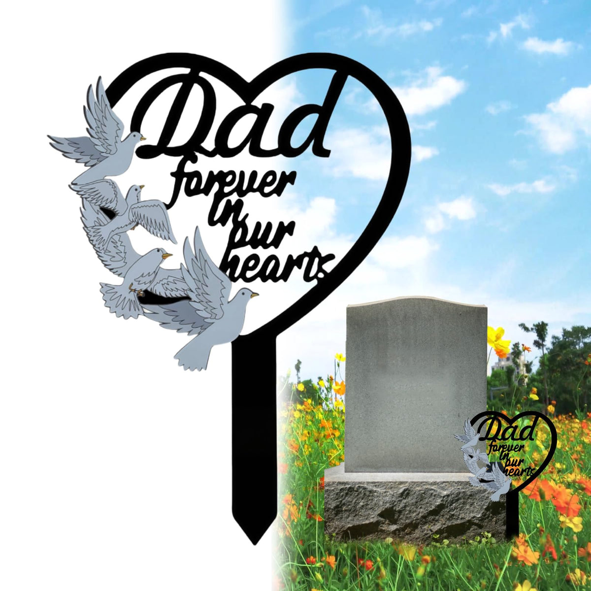 HPMAISON memorial stake heart-dove design enhances garden decor with solemn touch