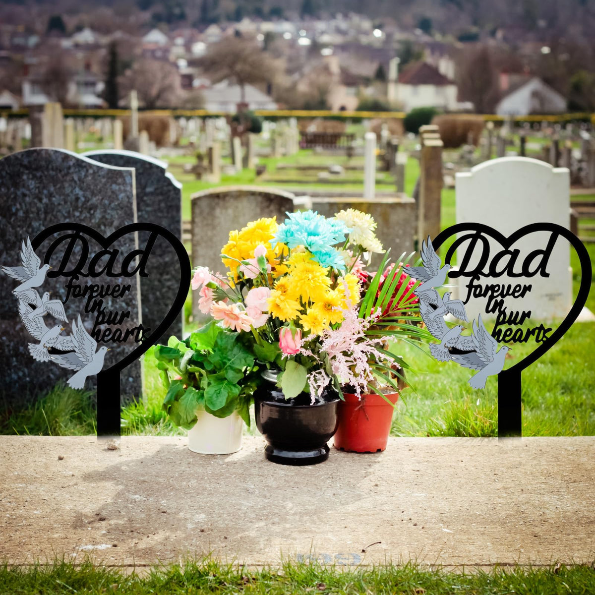 HPMAISON dad memorial stake suitable for cemetery or garden displays