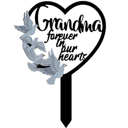 HPMAISON grandma memorial stake with heart and doves for gentle remembrance.