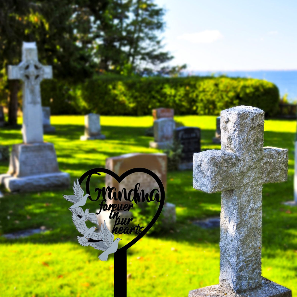 HPMAISON outdoor memorial stake suitable at headstones or garden displays.