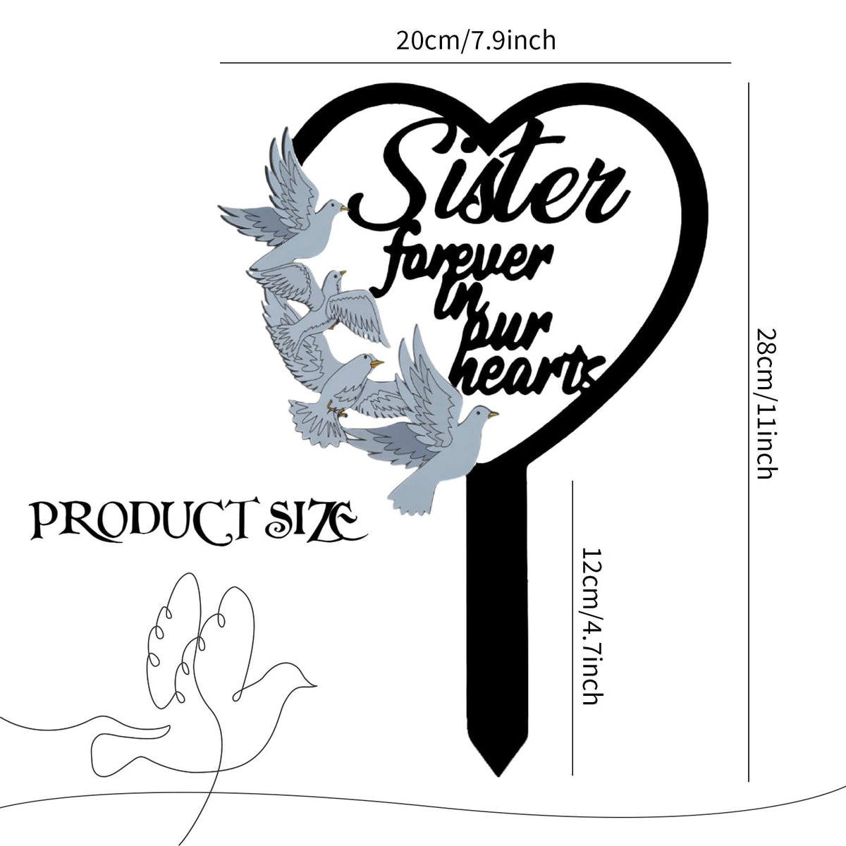 HPMAISON sister forever in our hearts engraving adds meaningful tribute.