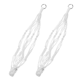 Hpmjz macrame plant hanger 2-pack in white cotton for stylish indoor greenery.