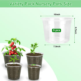 HQAUT 10-inch clear seedling starter pot shows root-check visibility.