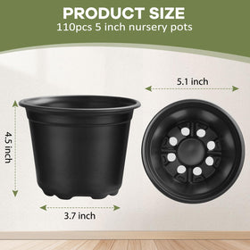 HQAUT 5-inch nursery pot bottom diameter supports stable rooting.