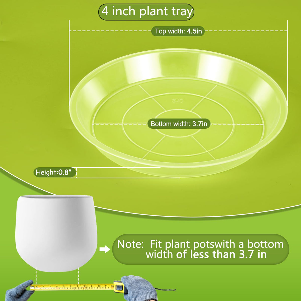 HQAUT 6-inch clear plant saucer provides visible drainage and mess-free potting.