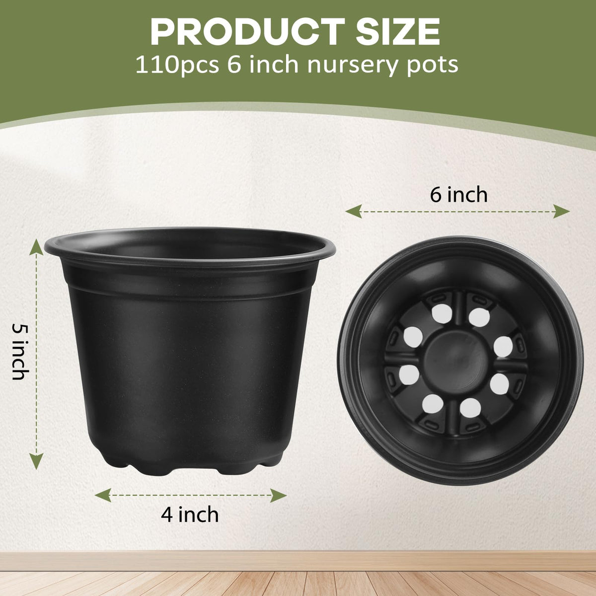 HQAUT nursery pot with drainage holes supports healthy root airflow.