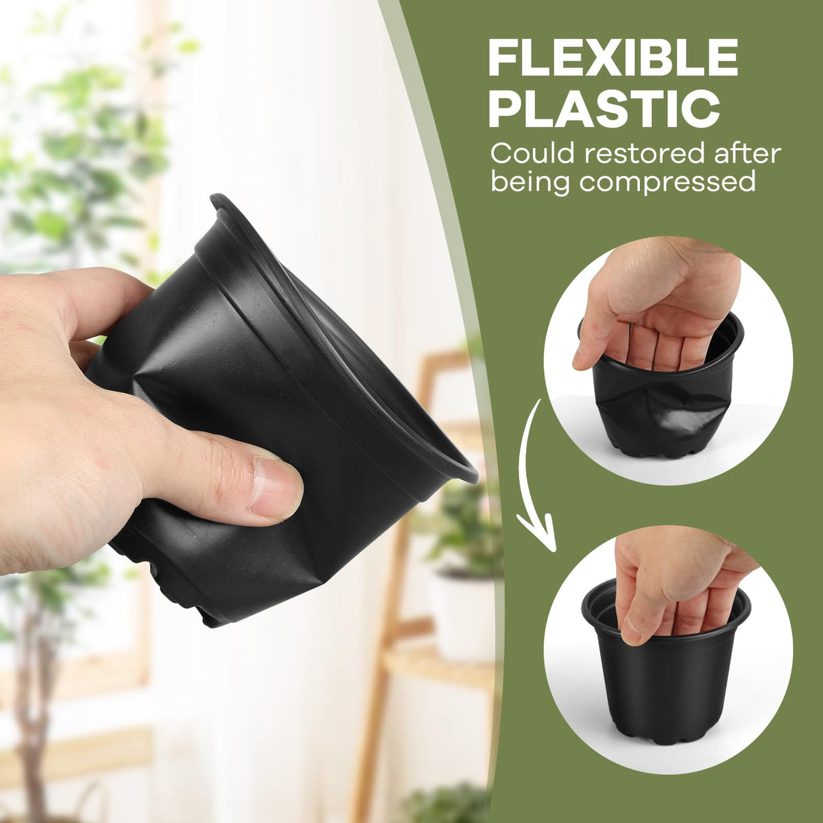 HQAUT stackable nursery pots save space during storage and transport.