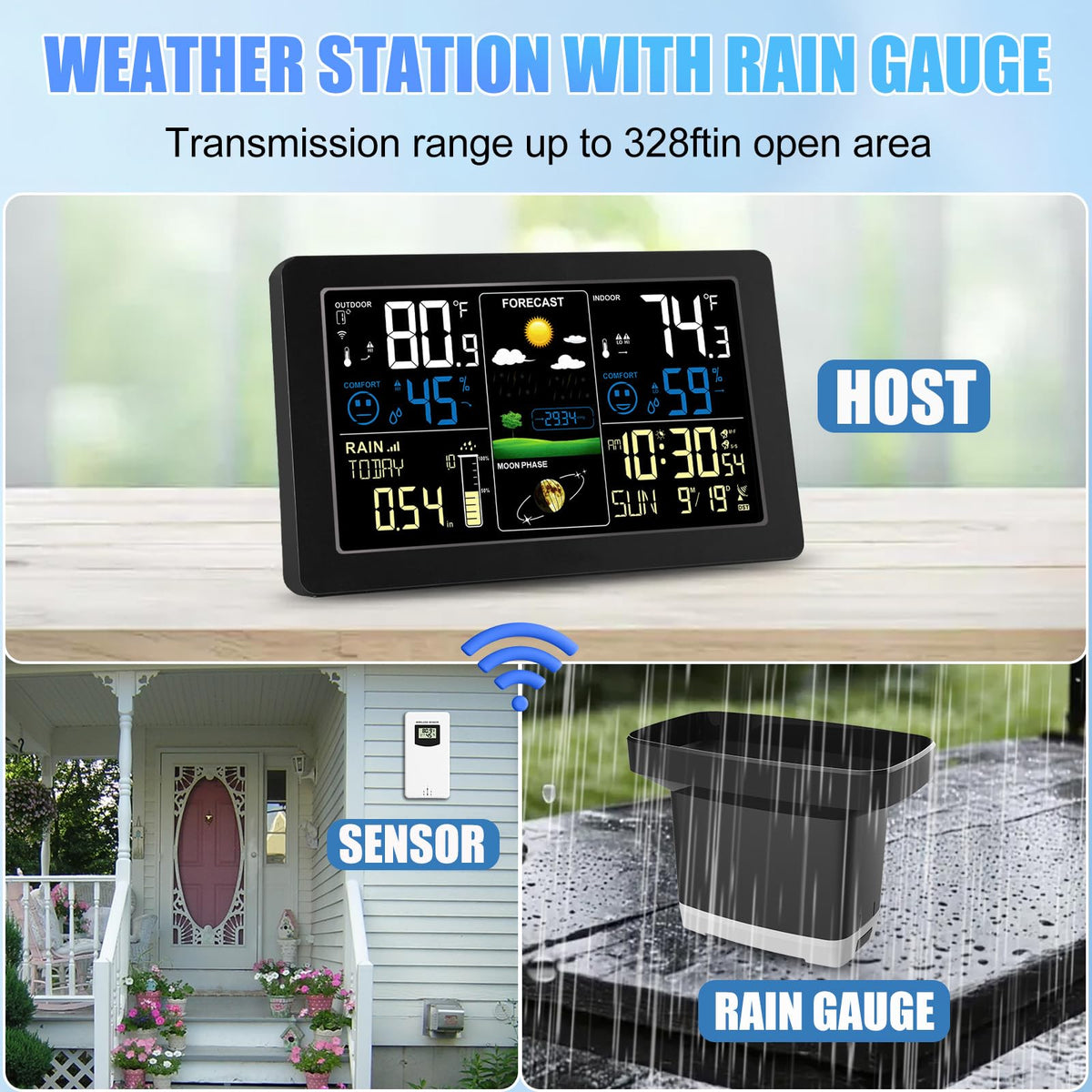 HQcontL indoor/outdoor thermometer and hygrometer track ambient conditions inside and out.