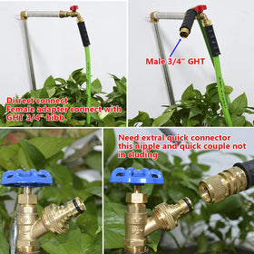 HQMPC garden hose 5/8 in ID 50 ft shows universal 3/4 in connections