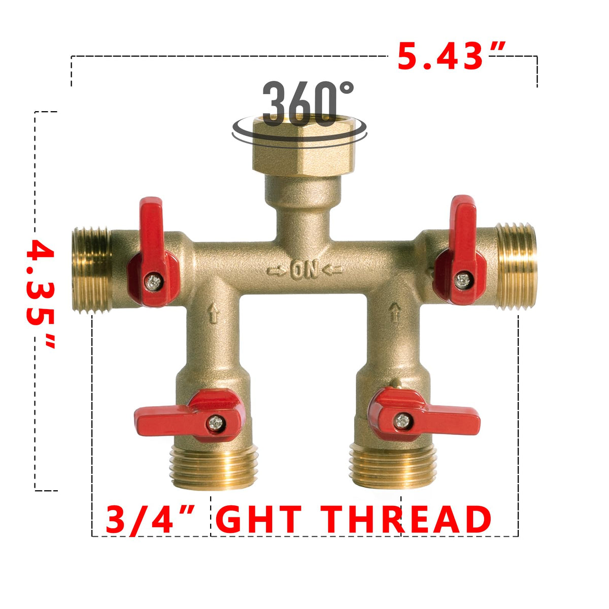 HQMPC four-way splitter attached to faucet enables simultaneous watering across zones