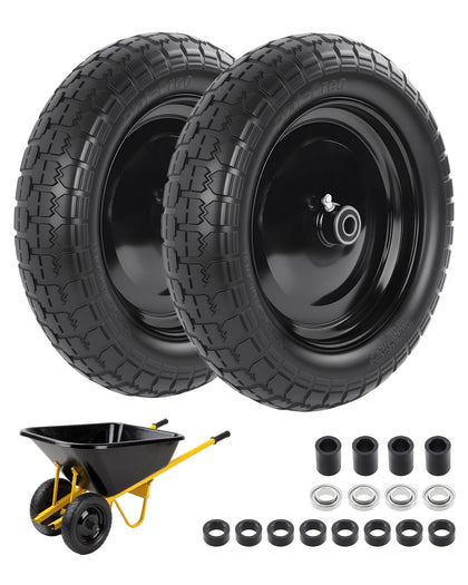 HQPASFY 14.5-inch flat-free tire side view for reliable, maintenance-free cart performance.