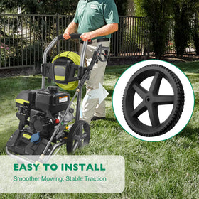 HQPASFY 308451053 wheel features rugged tread for improved traction on uneven surfaces.
