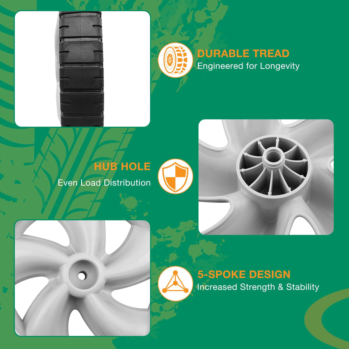 HQPASFY 490-324-0002 rugged tread provides better grip on uneven surfaces
