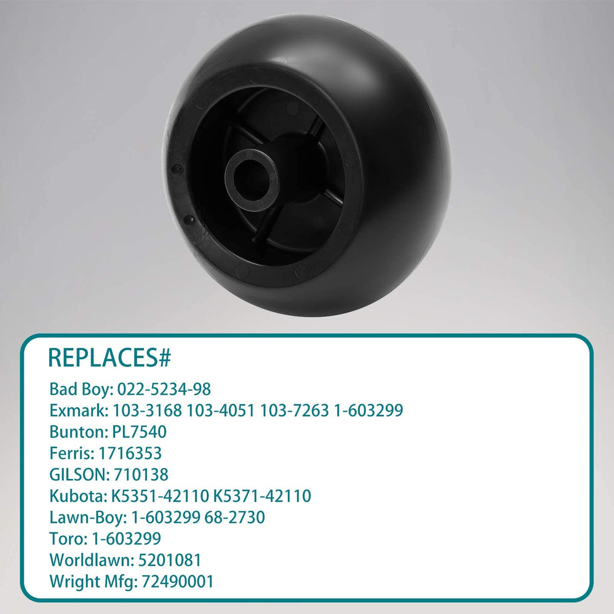 HQPASFY 58-bore wheel shown for wide compatibility with mower decks.