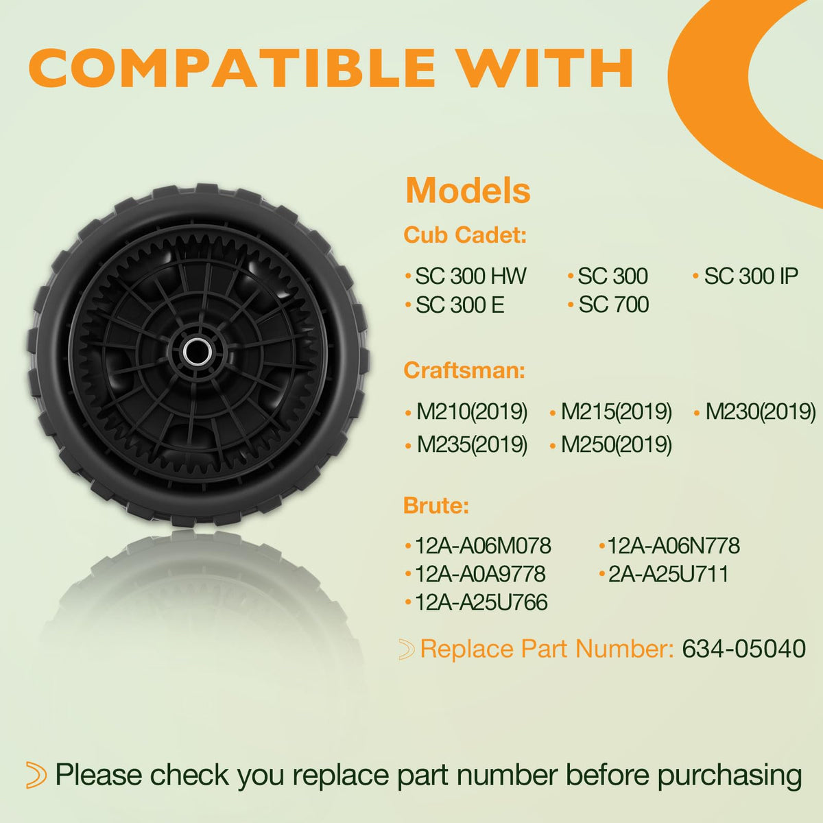 HQPASFY 8-inch lawn mower wheel assembly—easy swap with standard tools.
